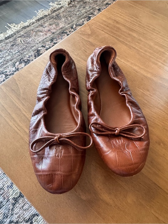 Polo Ralph Lauren Shoes - Polo by Ralph Lauren Cognac Leather Ballet Flats with Bow